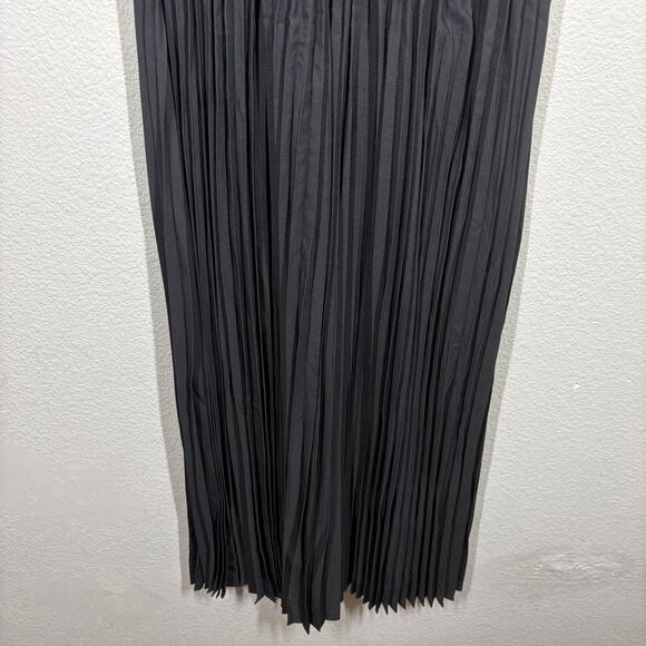 Uoozee Size Medium Mock Neck Accordion Pleat Maxi Dress Black Sleeveless - Picture 4 of 12